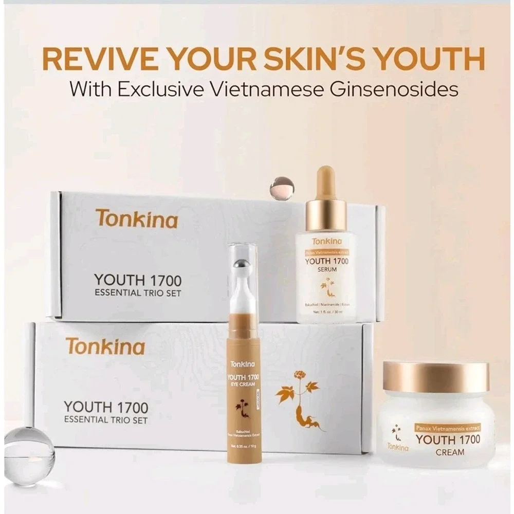 Tonkina 1700 Essential‎ Trio Set Anti Aging Eye Cream Serum Moisturizer Gift Set